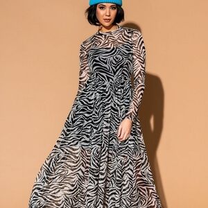 Dressed in LALA More You Mesh Dress in Zebra